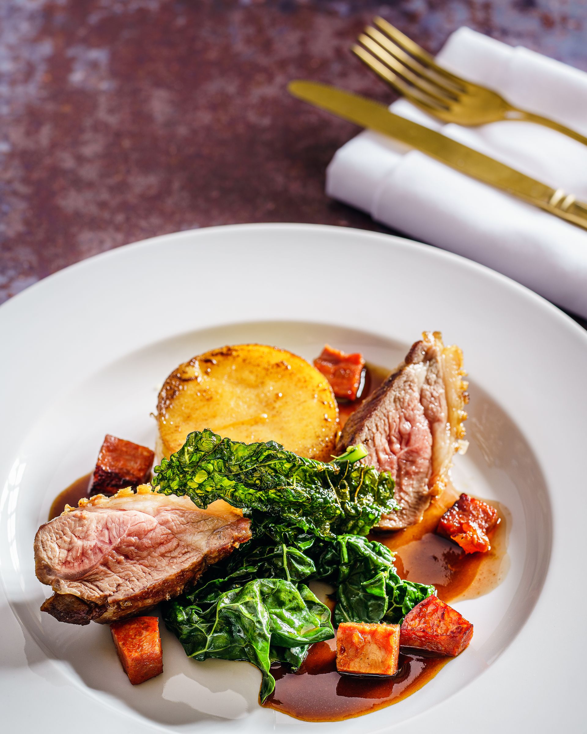 Herb crusted lamb detail
